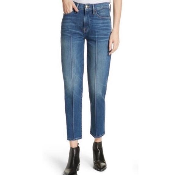 Frame Denim Le Nouveau Straight High Rise Pintuck Ankle Jeans Boylston Size 25 - Picture 1 of 10